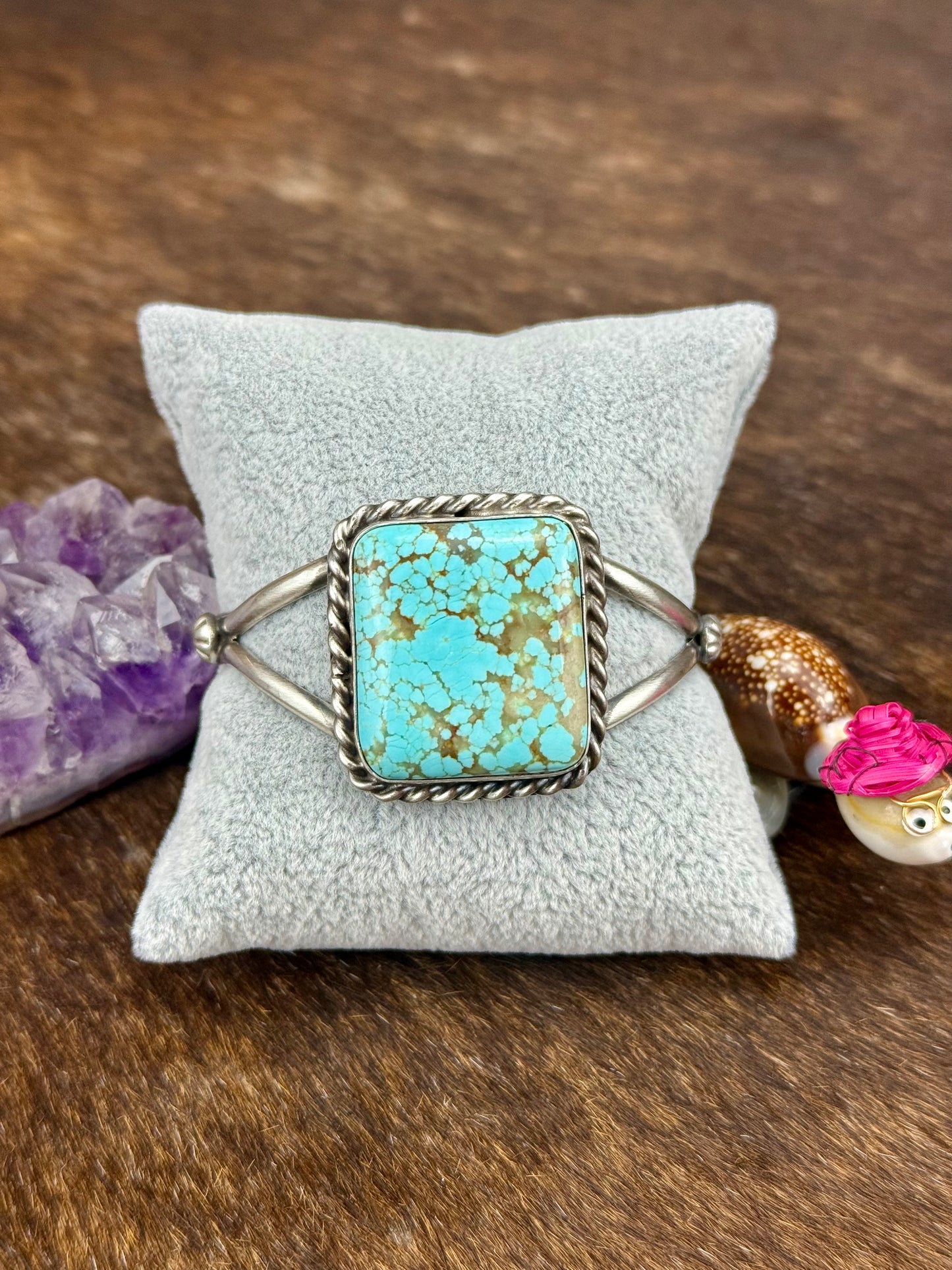 #8 Turquoise  Square Single Stone Cuff