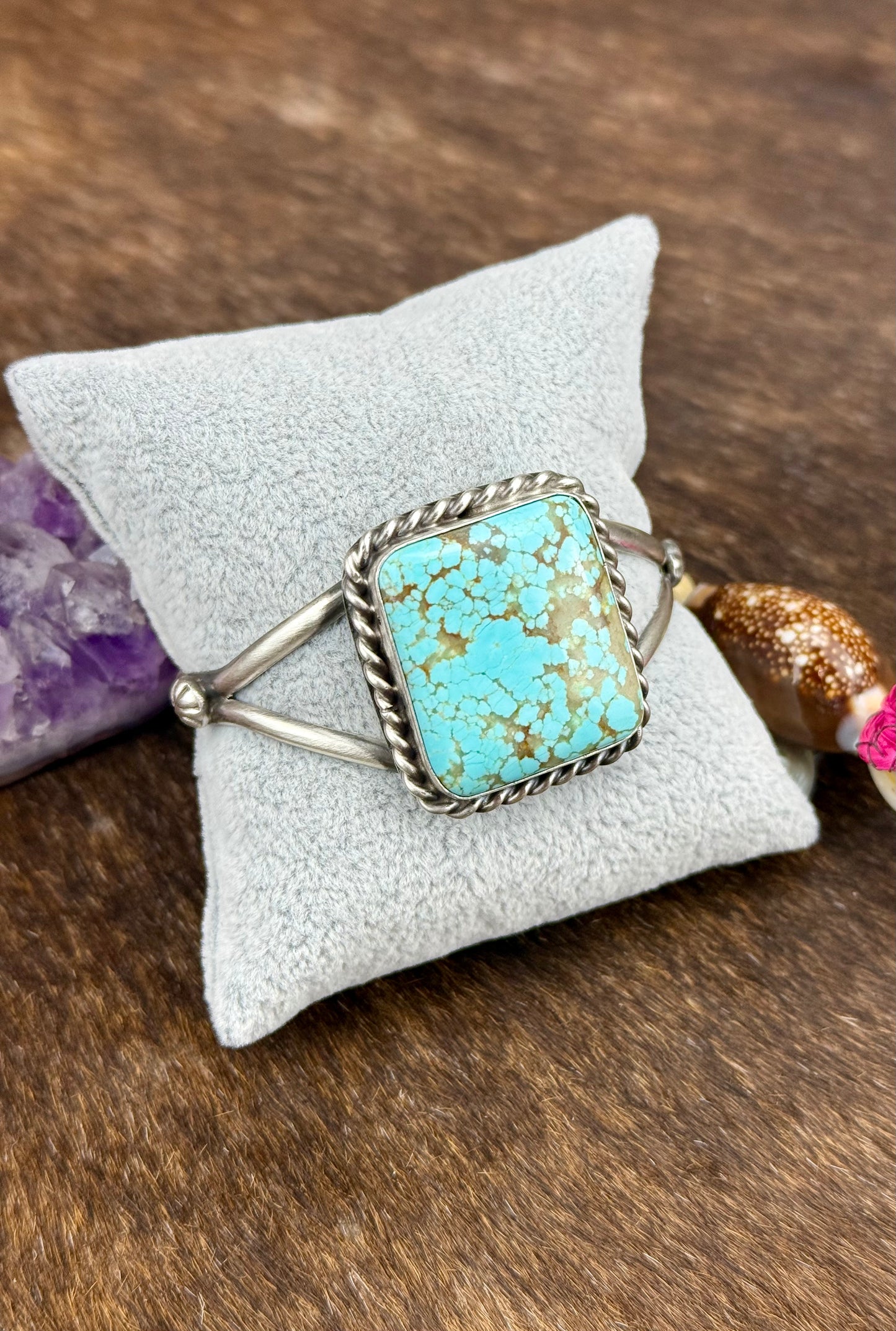 #8 Turquoise  Square Single Stone Cuff