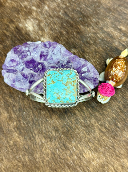 #8 Turquoise  Square Single Stone Cuff