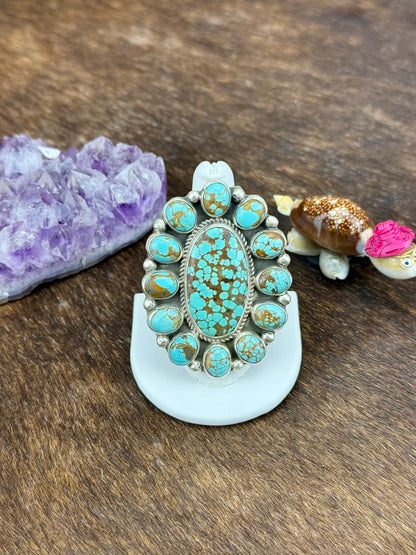 #8 Turquoise Cluster Sterling SIlver Ring