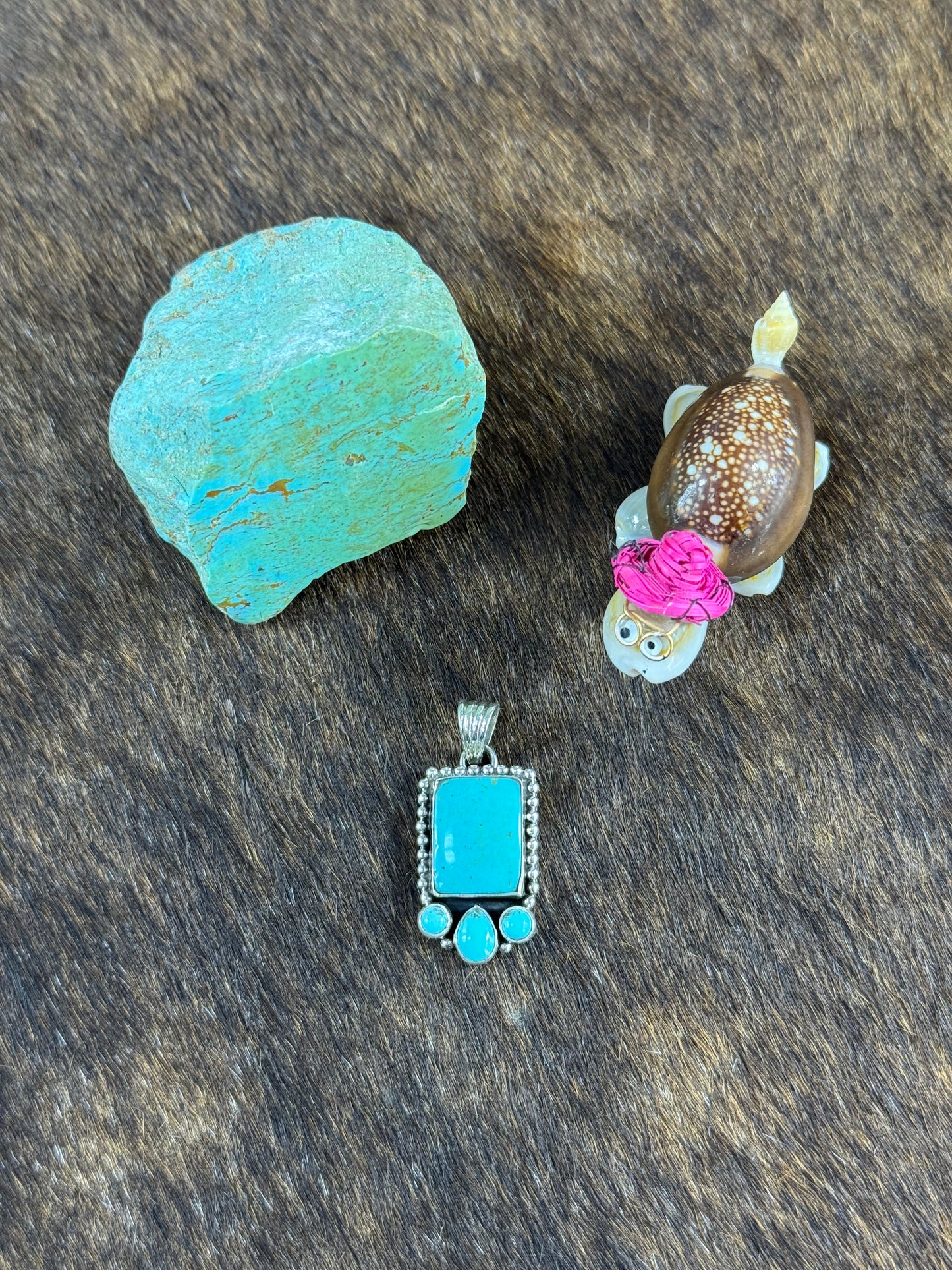 Kingman Turquoise Rectangle Halo Pendants