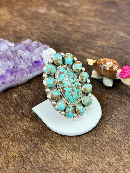 #8 Turquoise Cluster Sterling SIlver Ring