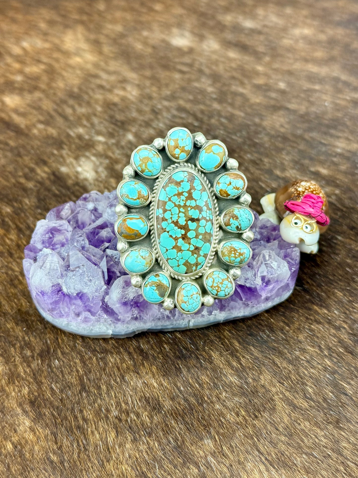 #8 Turquoise Cluster Sterling SIlver Ring