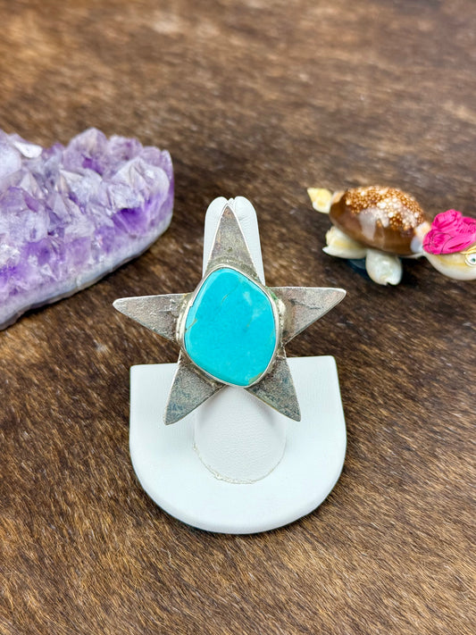 Kingman Turquoise Single Stone Star Ring