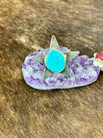 Kingman Turquoise Single Stone Star Ring