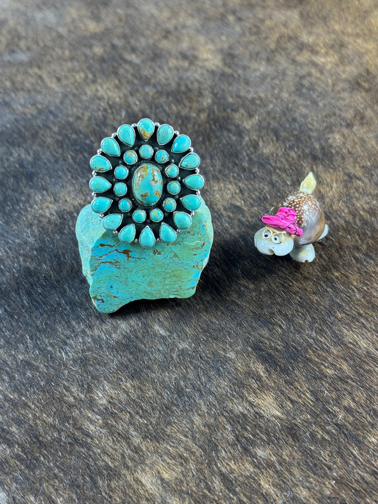 Kingman Turquoise Cluster Ring