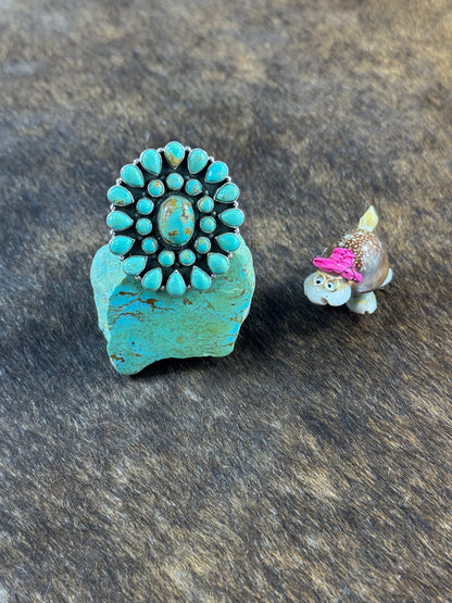 Kingman Turquoise Cluster Ring