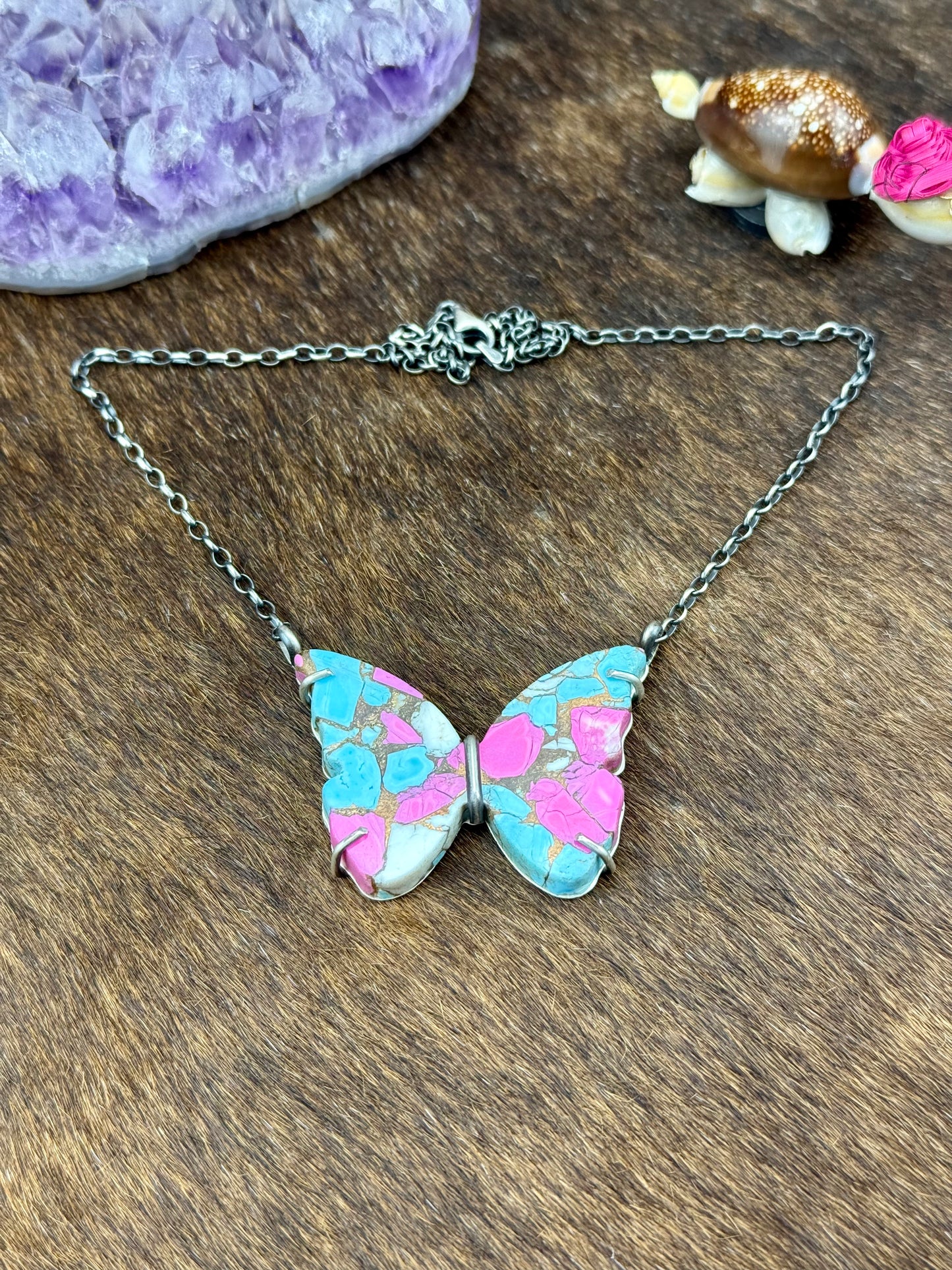 Cotton Candy Sterling Silver Waterproof Butterfly