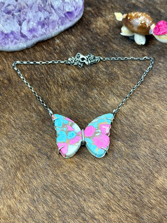 Cotton Candy Sterling Silver Waterproof Butterfly