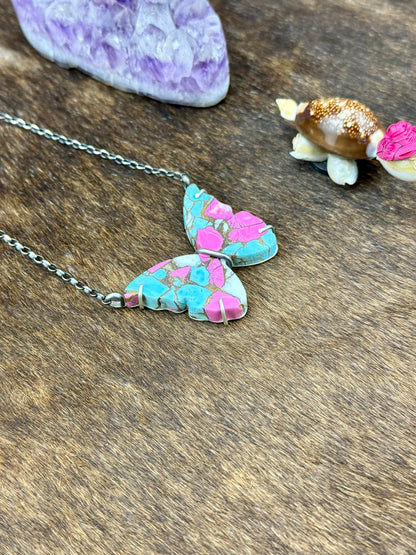 Cotton Candy Sterling Silver Waterproof Butterfly
