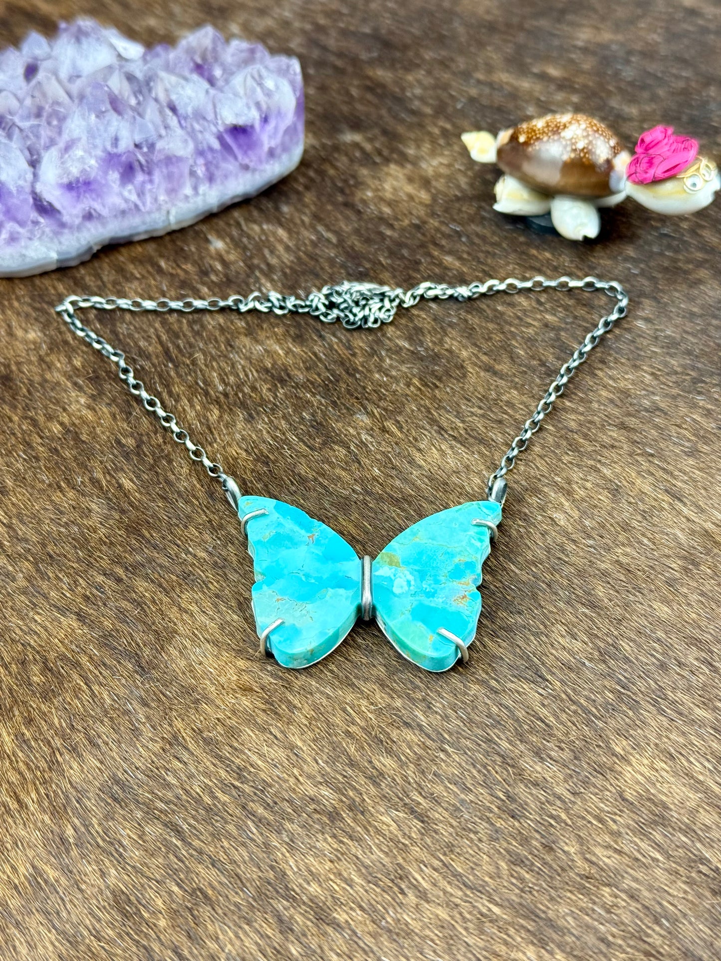 Kingman Turquoise Sterling Silver Waterproof Butterfly
