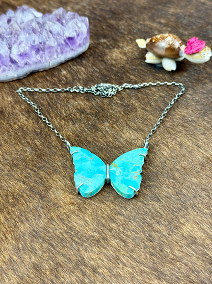 Kingman Turquoise Sterling Silver Waterproof Butterfly