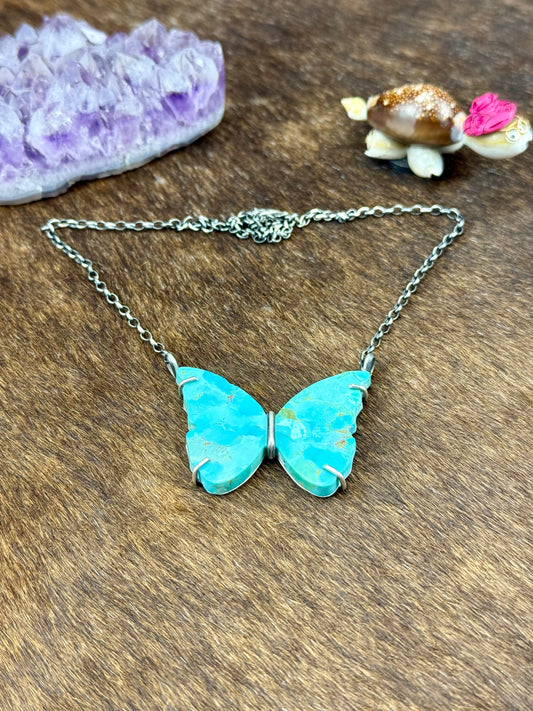 Kingman Turquoise Sterling Silver Waterproof Butterfly
