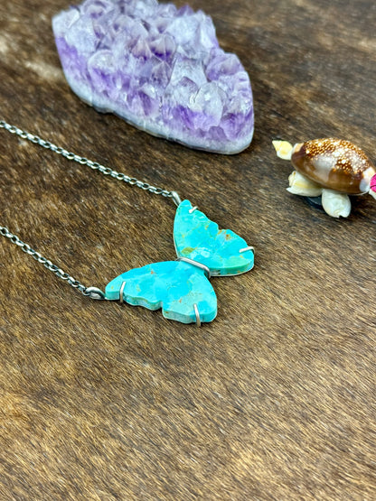 Kingman Turquoise Sterling Silver Waterproof Butterfly