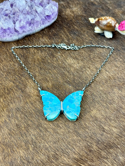 Kingman Turquoise Sterling Silver Waterproof Butterfly
