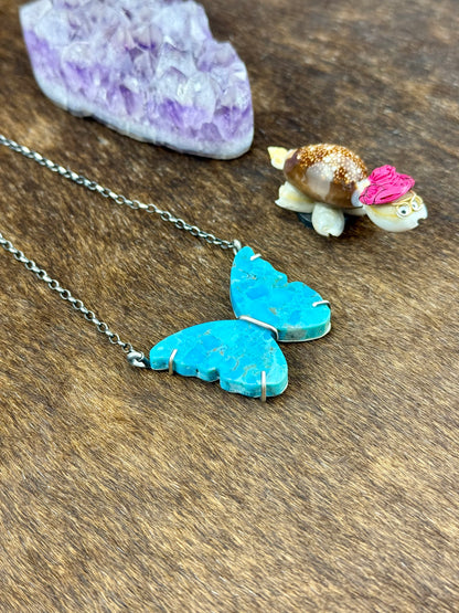 Kingman Turquoise Sterling Silver Waterproof Butterfly