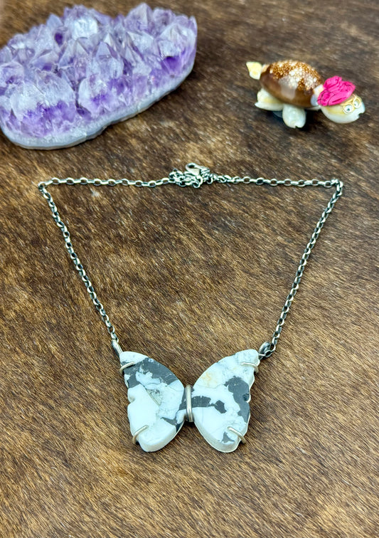 White Buffalo Sterling Silver Waterproof Butterfly