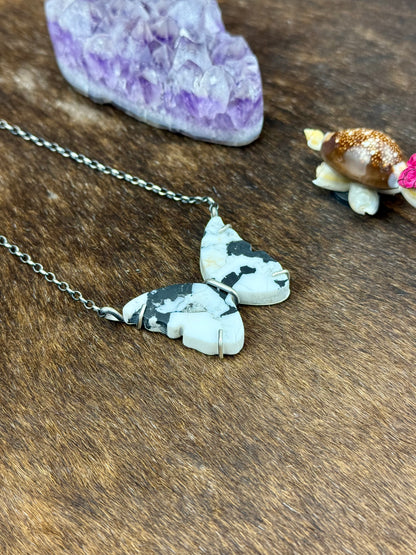 White Buffalo Sterling Silver Waterproof Butterfly