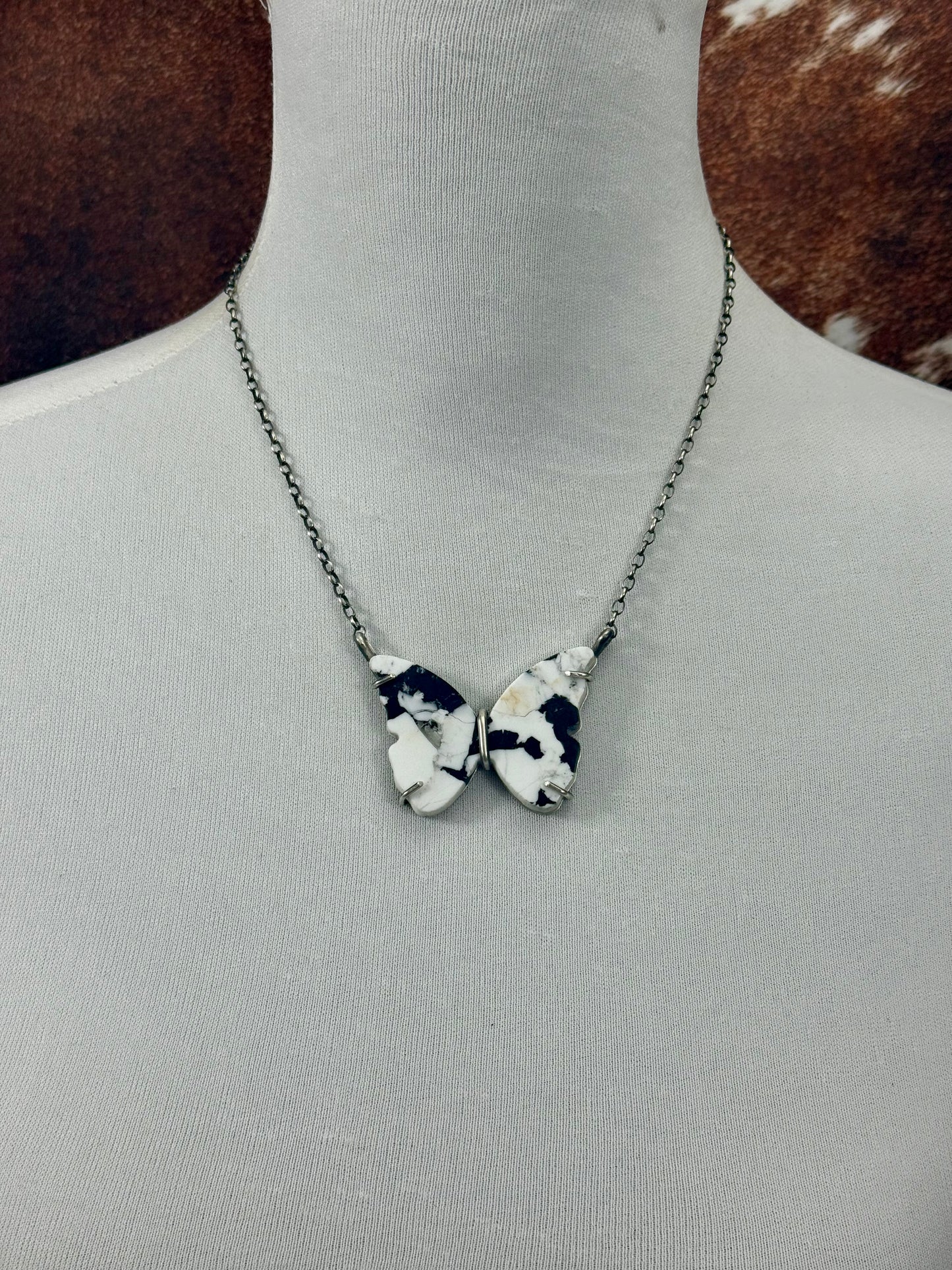 White Buffalo Sterling Silver Waterproof Butterfly