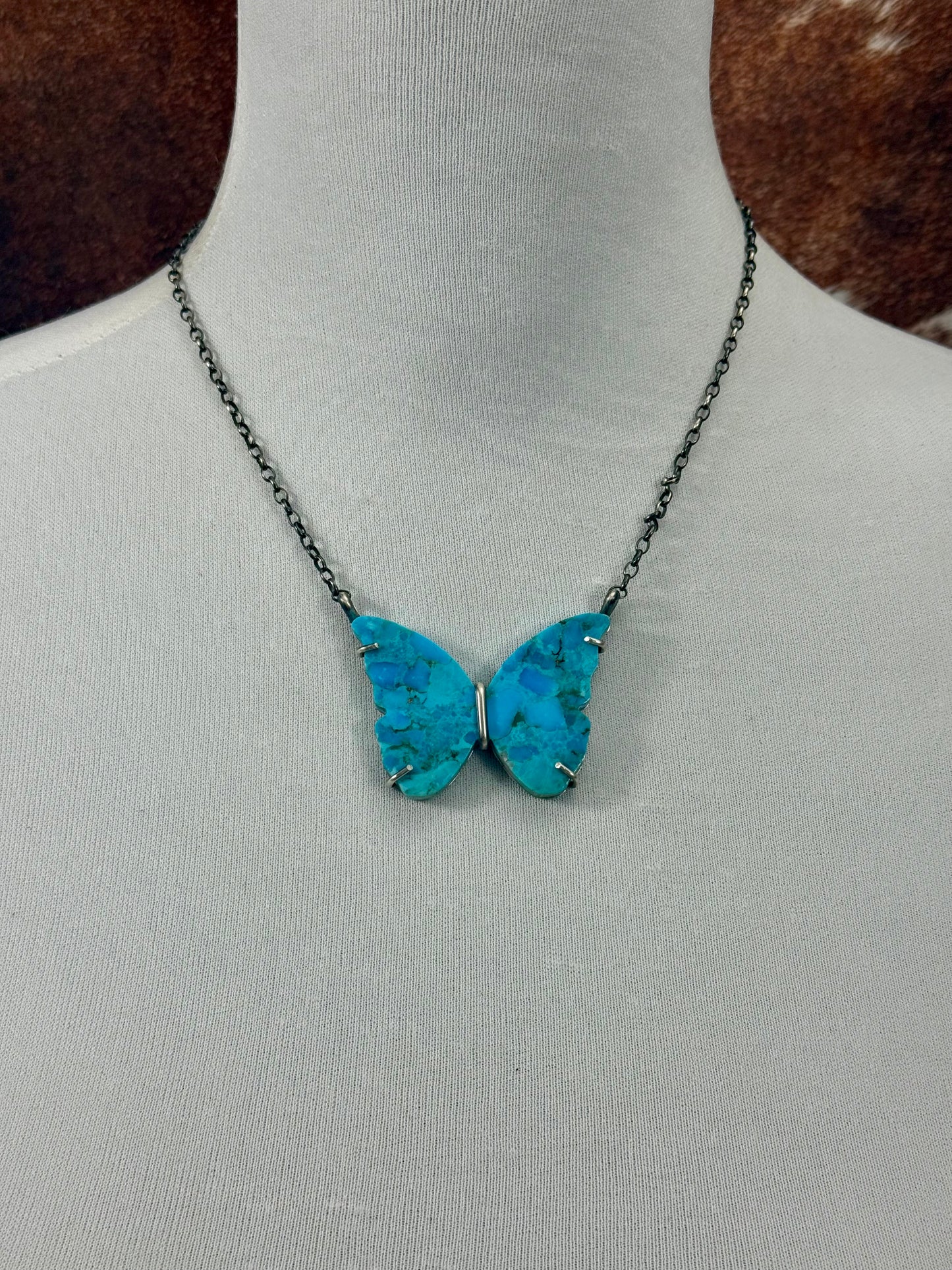 Kingman Turquoise Sterling Silver Waterproof Butterfly
