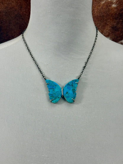Kingman Turquoise Sterling Silver Waterproof Butterfly