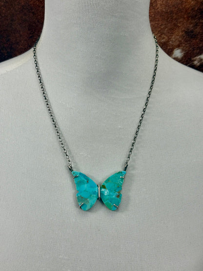 Kingman Turquoise Sterling Silver Waterproof Butterfly