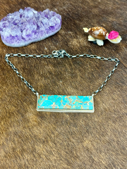 Kingman Bronze Sterling Silver Bar Necklace