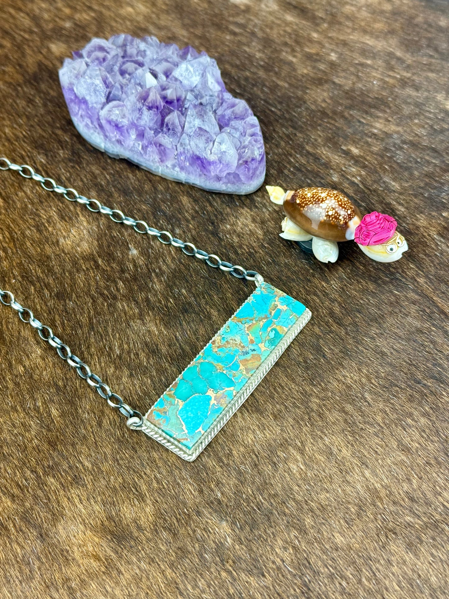 Kingman Bronze Sterling Silver Bar Necklace