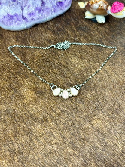 Pink Conch Sterling Silver Teardrop Necklace