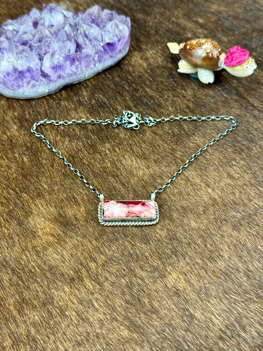 Dhalia Rose Sterling Silver Bar Necklace