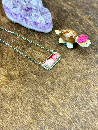 Dhalia Rose Sterling Silver Bar Necklace