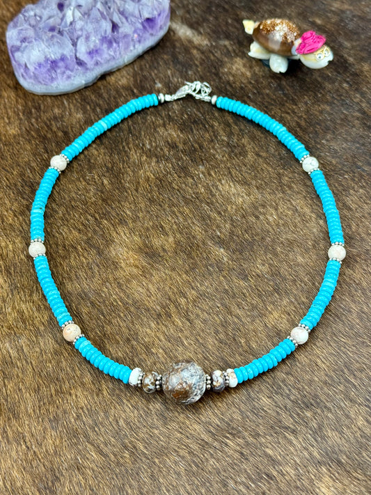 Kingman Turquoise Wild Horse Pearl Necklace