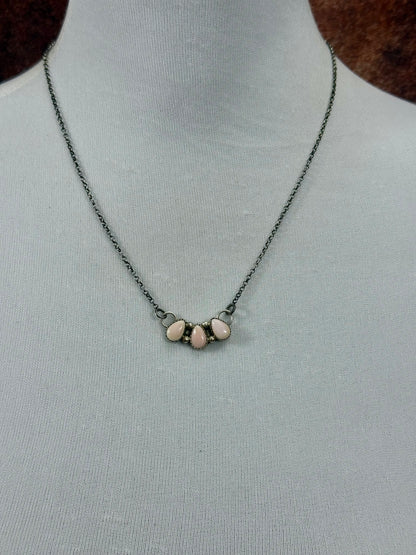 Pink Conch Sterling Silver Teardrop Necklace