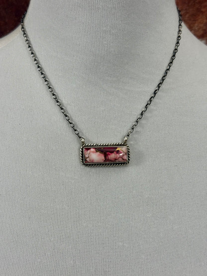 Dhalia Rose Sterling Silver Bar Necklace