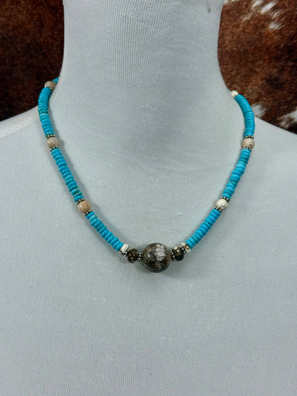 Kingman Turquoise Wild Horse Pearl Necklace