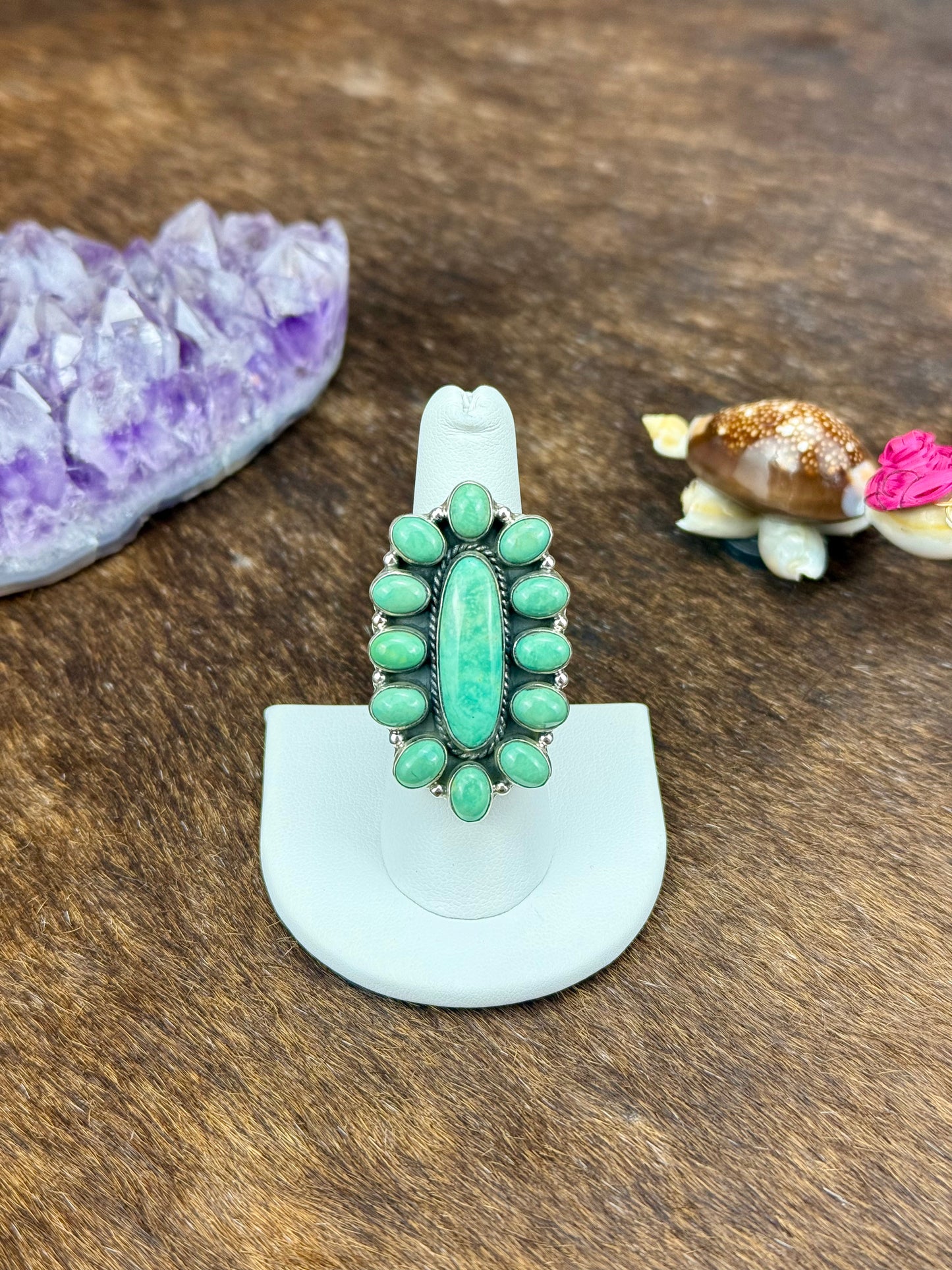 Kingman Turquoise Full Cluster Ring