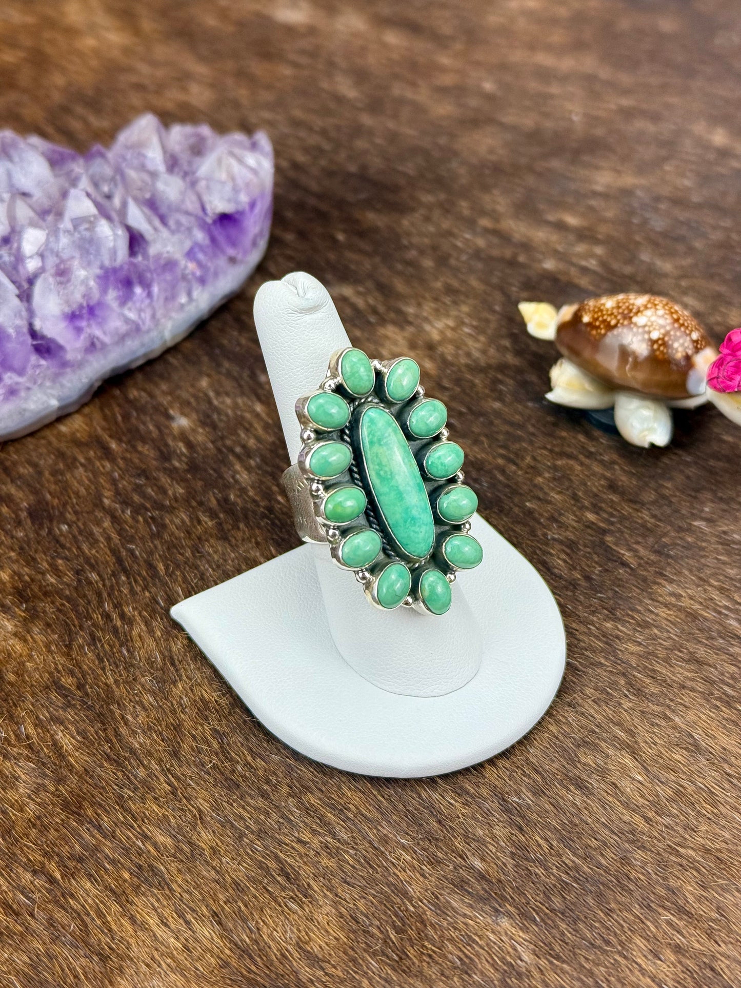 Kingman Turquoise Full Cluster Ring
