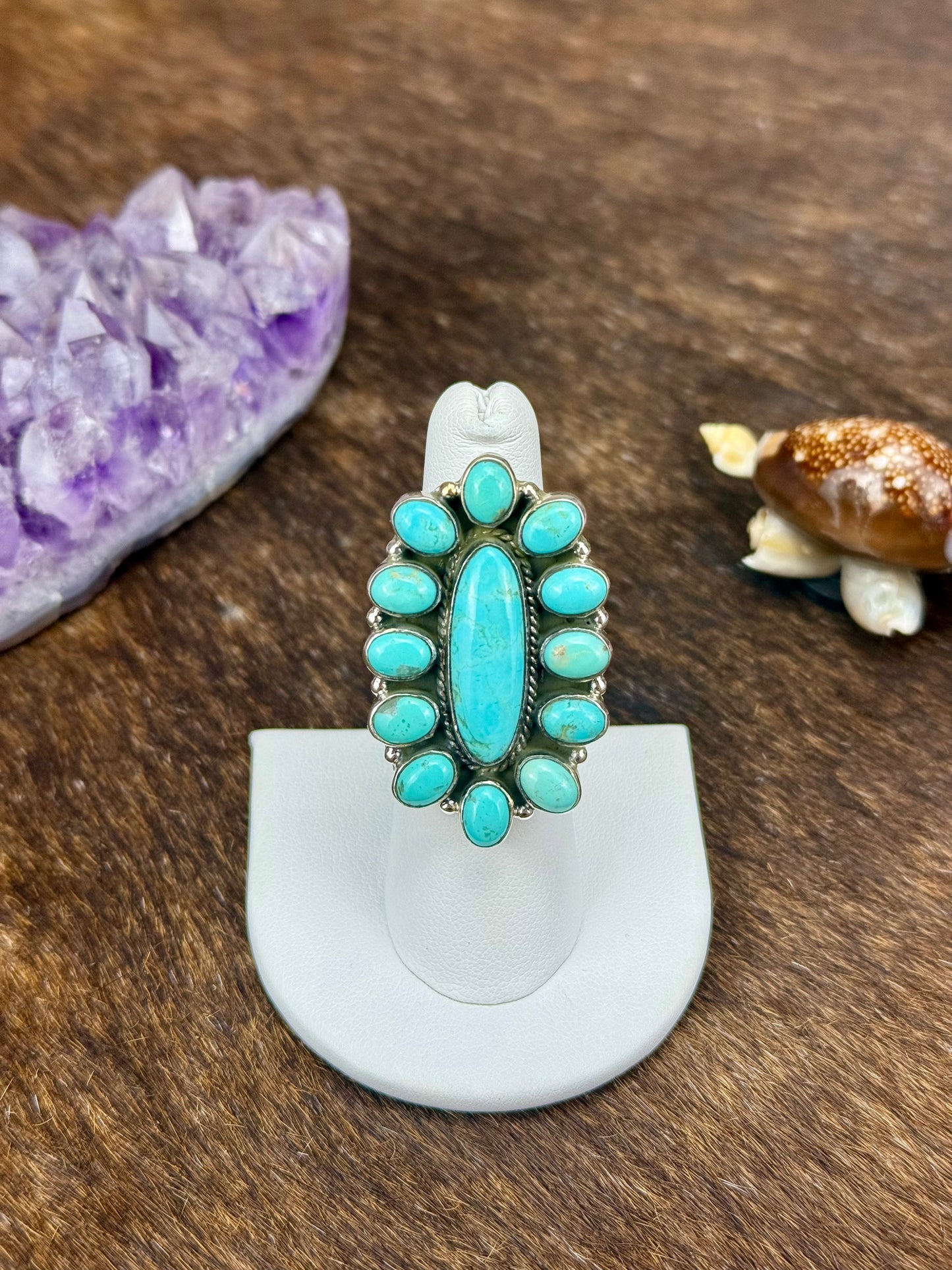 Kingman Turquoise Full Cluster Ring