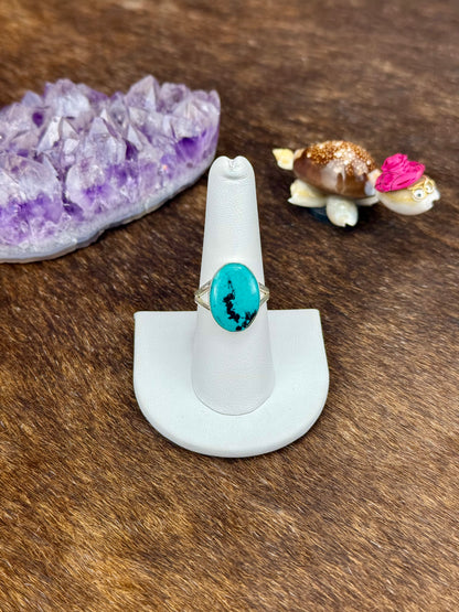 Tibetan Turquoise Single Stone Sterling Silver Ring