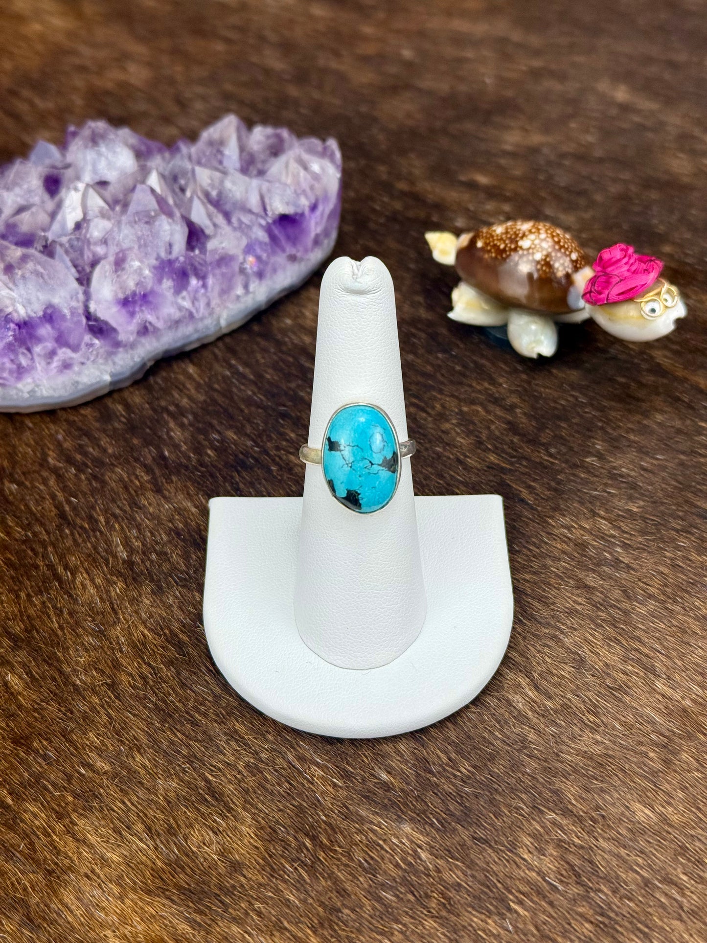 Tibetan Turquoise Single Stone Sterling Silver Ring