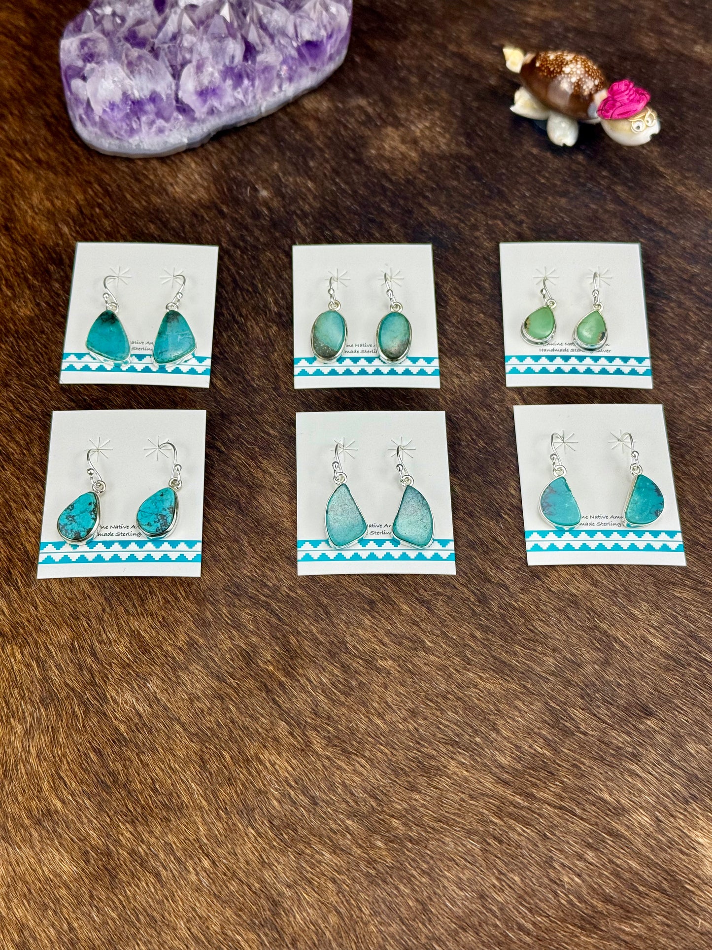 Tibetan Turquoise Sterling Silver Dangle Earrings