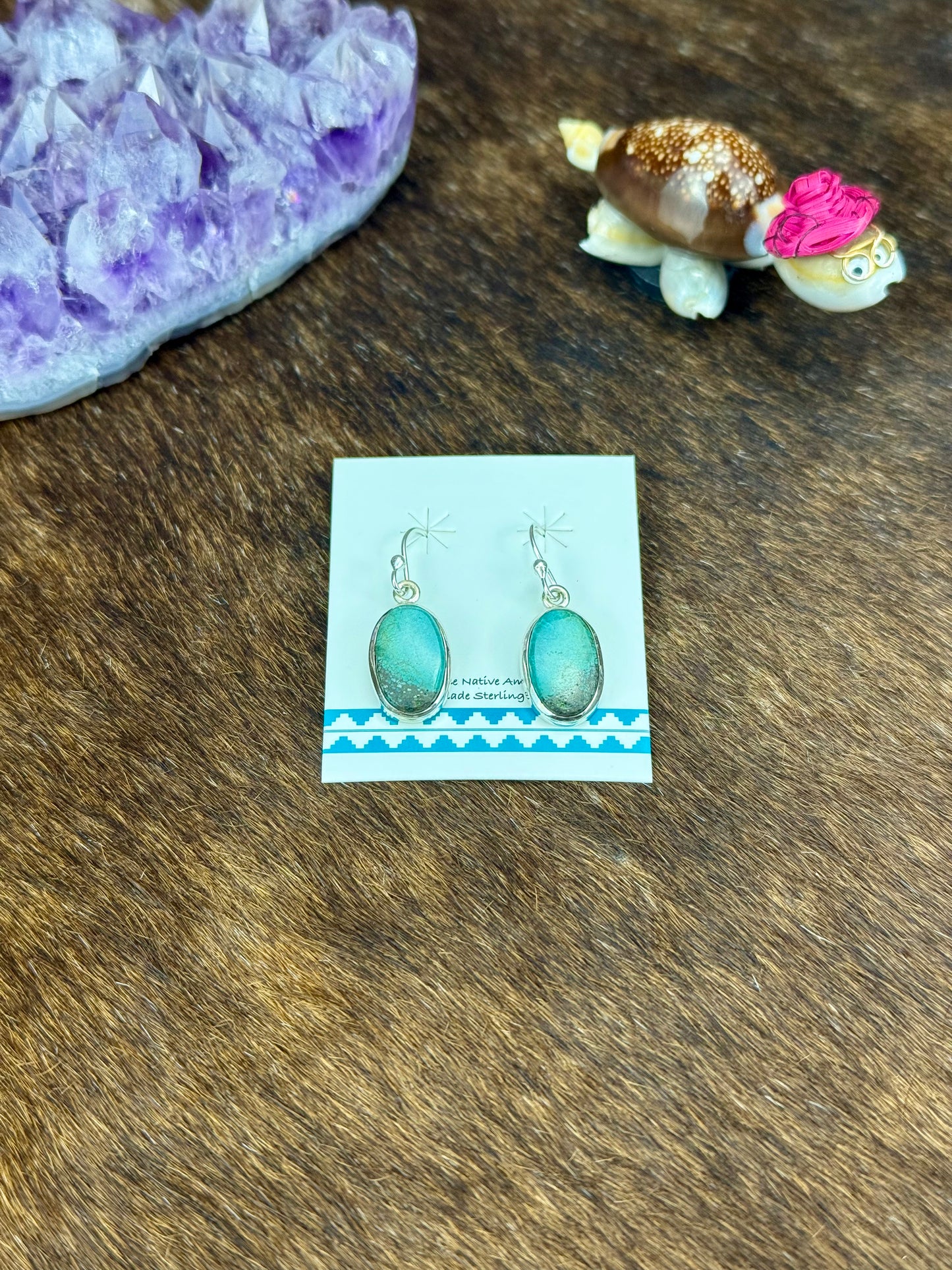 Tibetan Turquoise Sterling Silver Dangle Earrings