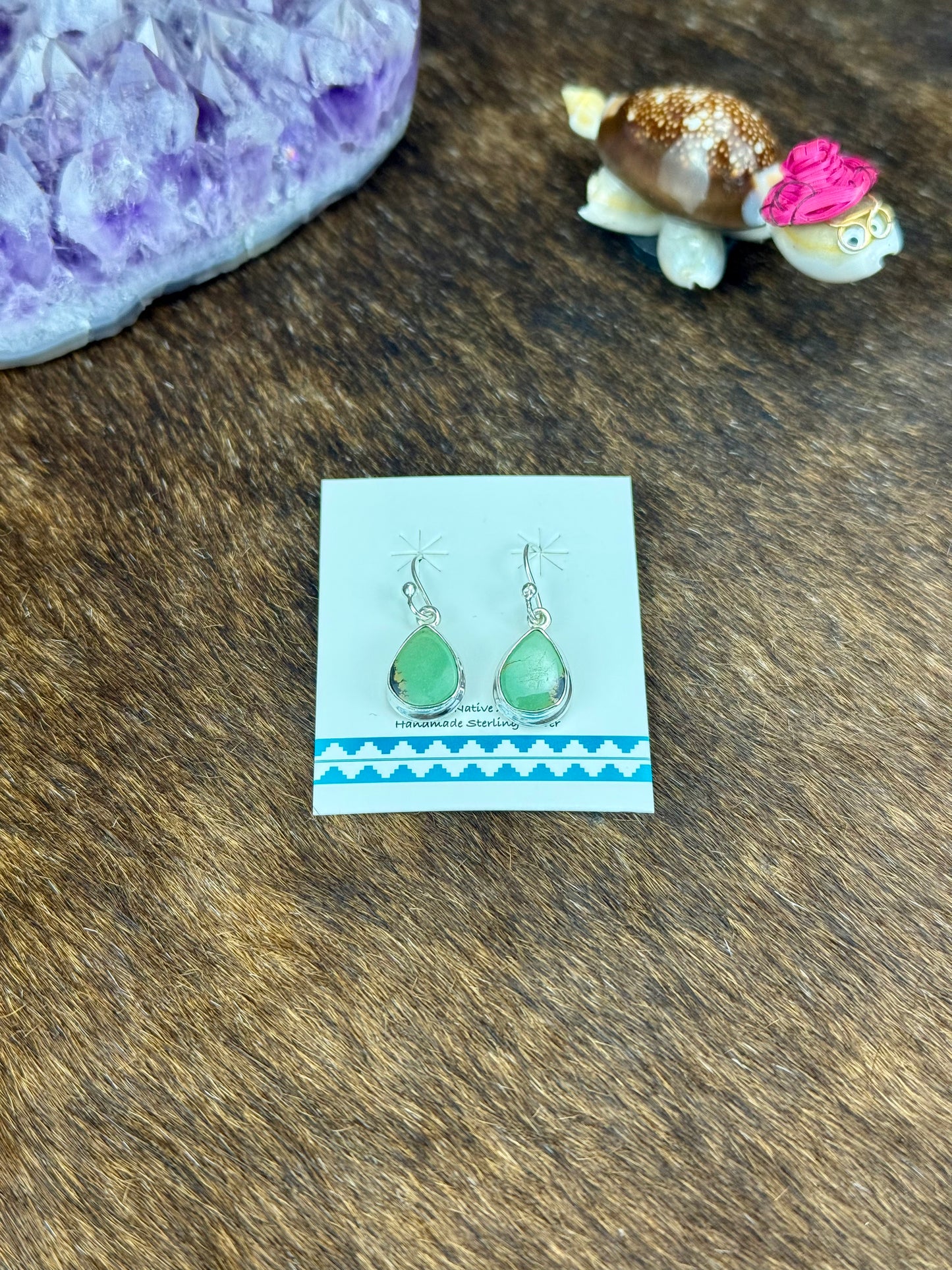 Tibetan Turquoise Sterling Silver Dangle Earrings