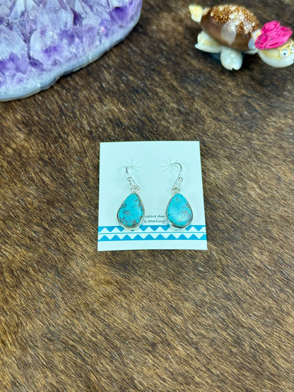 Tibetan Turquoise Sterling Silver Dangle Earrings
