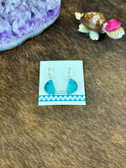 Tibetan Turquoise Sterling Silver Dangle Earrings