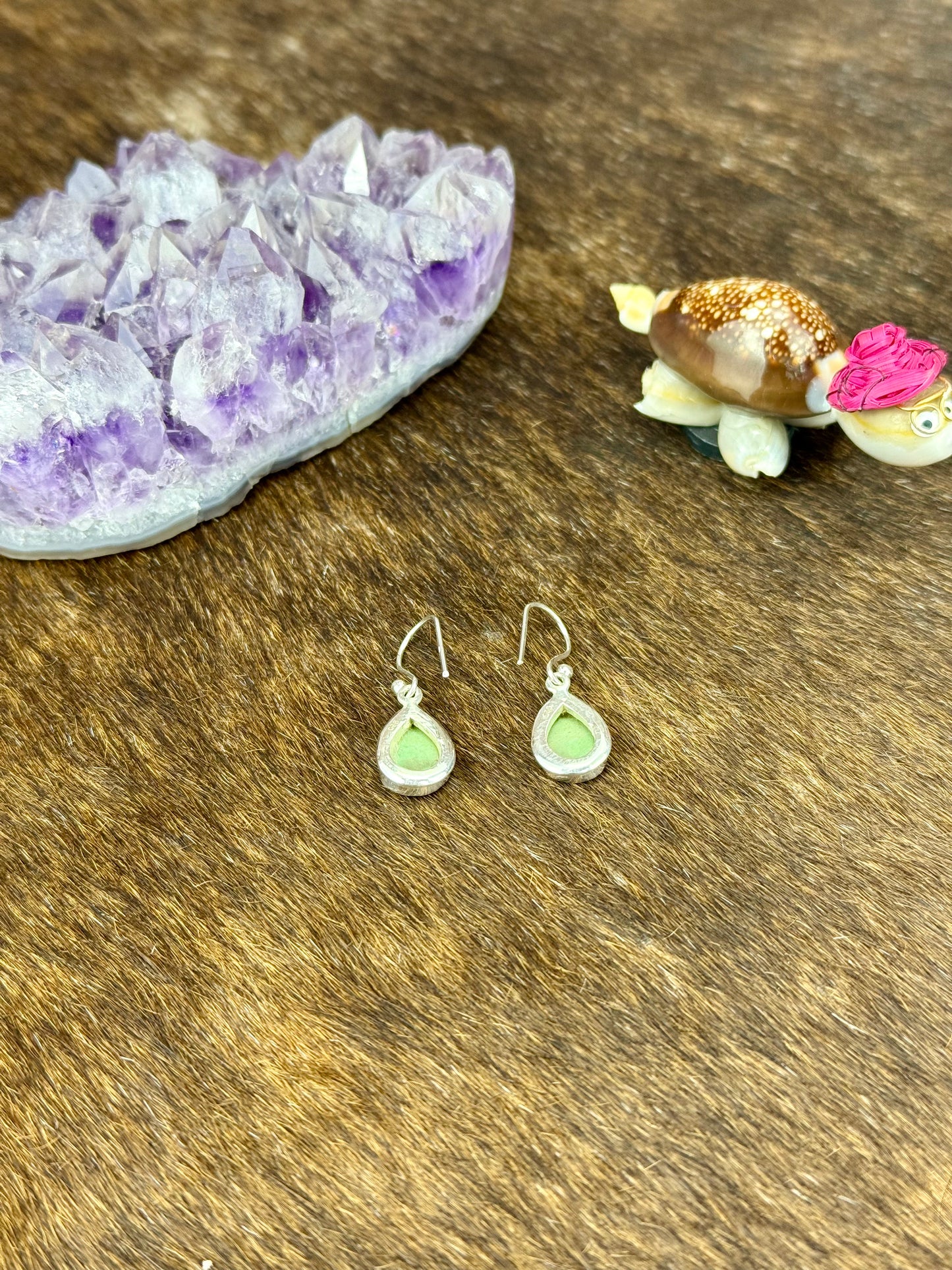 Tibetan Turquoise Sterling Silver Dangle Earrings