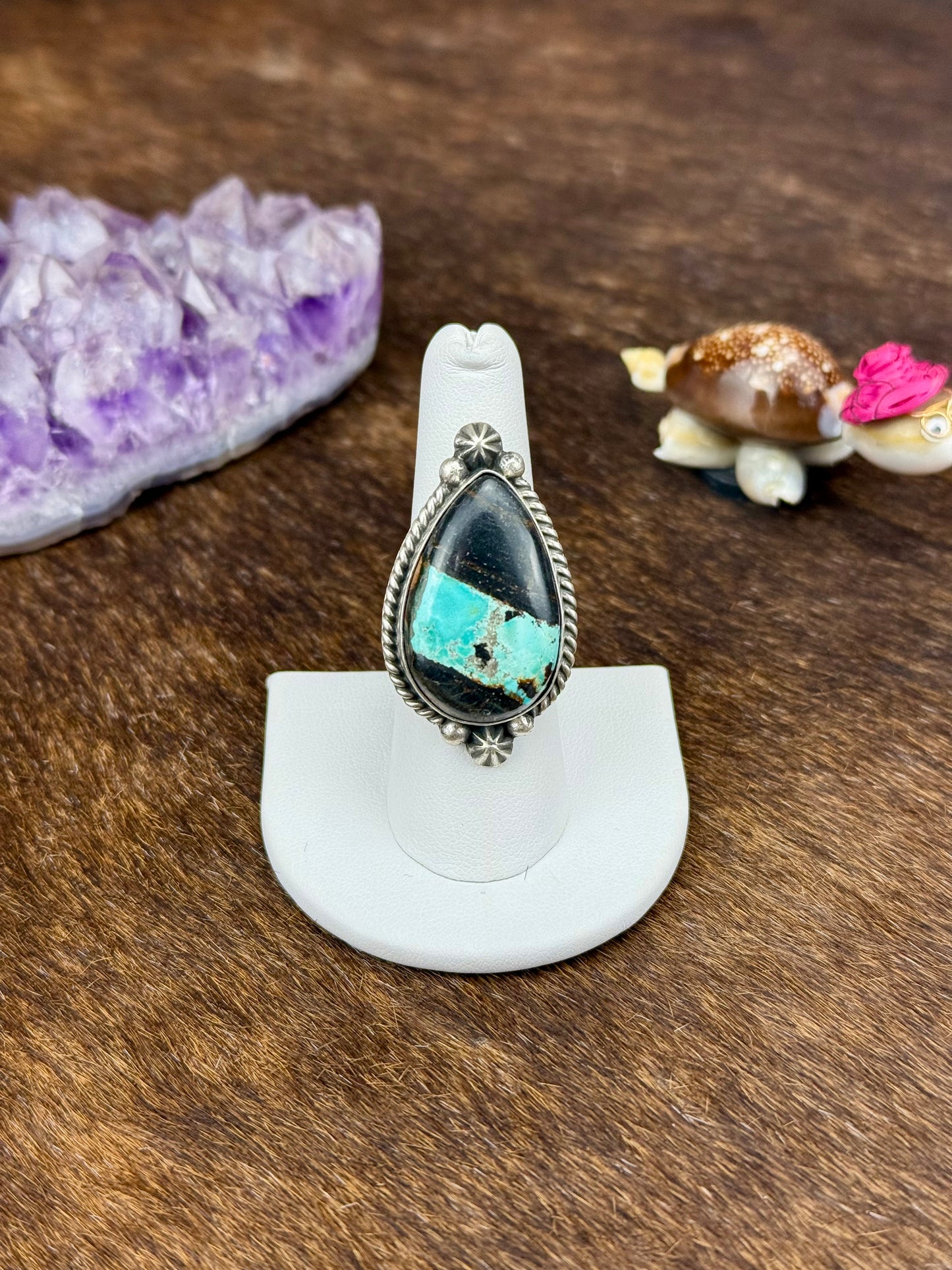 Black Jack Single Stone Sterling Silver RIng