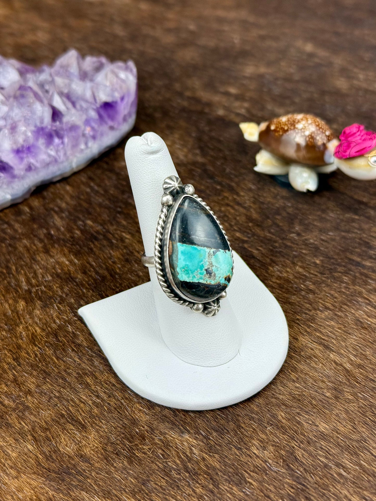 Black Jack Single Stone Sterling Silver RIng