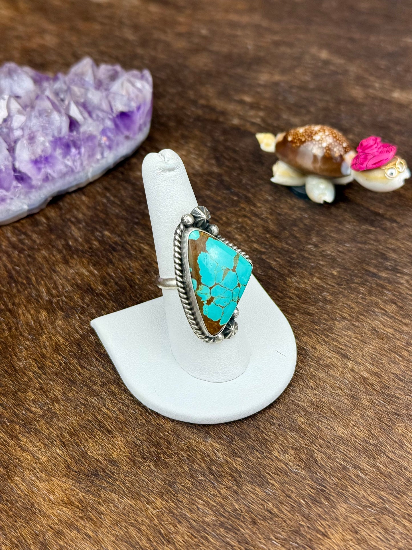 #8 Turquoise Single Stone Sterling Silver Ring