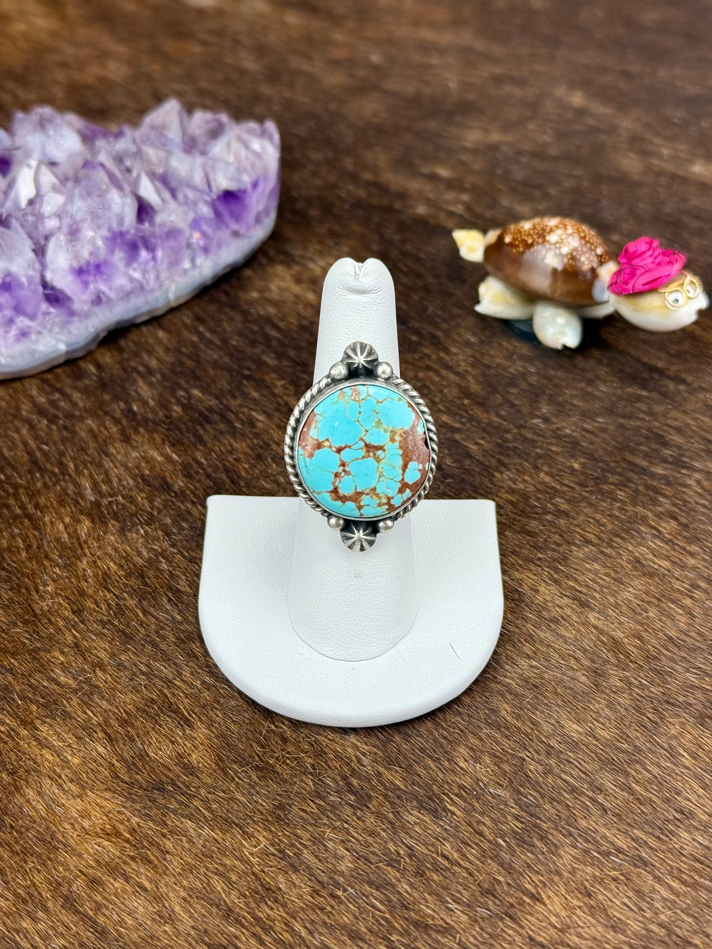 #8 Turquoise Single Stone Sterling Silver Ring